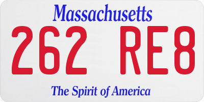 MA license plate 262RE8