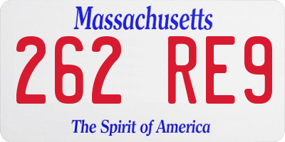 MA license plate 262RE9