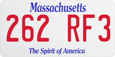 MA license plate 262RF3