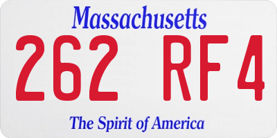MA license plate 262RF4