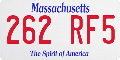 MA license plate 262RF5