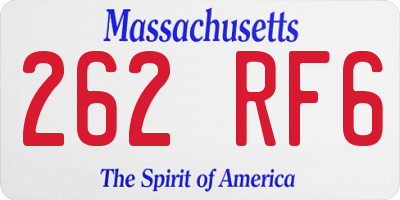 MA license plate 262RF6