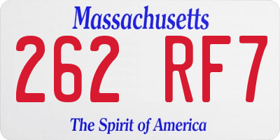 MA license plate 262RF7