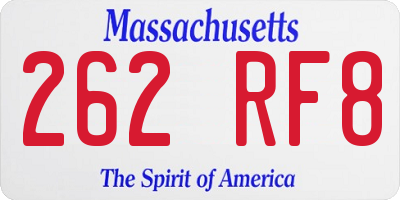 MA license plate 262RF8