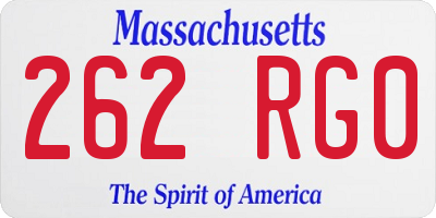 MA license plate 262RG0