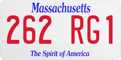 MA license plate 262RG1