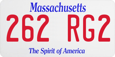 MA license plate 262RG2