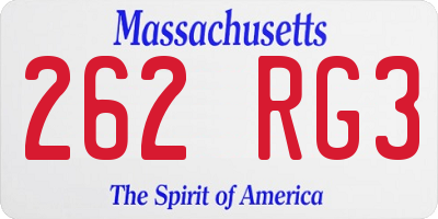 MA license plate 262RG3