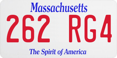 MA license plate 262RG4