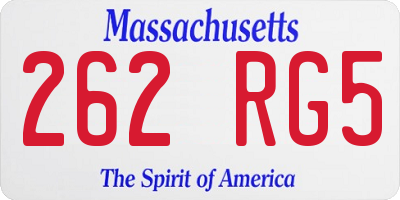 MA license plate 262RG5