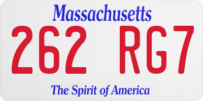 MA license plate 262RG7