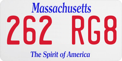 MA license plate 262RG8