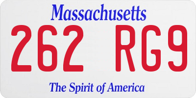 MA license plate 262RG9