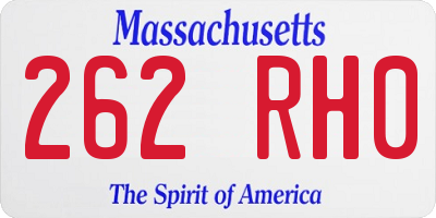 MA license plate 262RH0