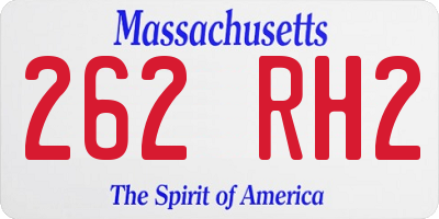 MA license plate 262RH2