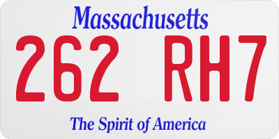 MA license plate 262RH7