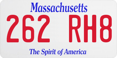 MA license plate 262RH8