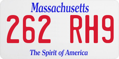 MA license plate 262RH9