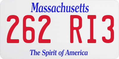 MA license plate 262RI3