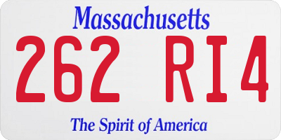 MA license plate 262RI4