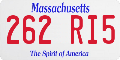 MA license plate 262RI5