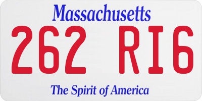 MA license plate 262RI6