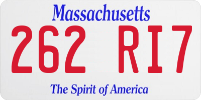 MA license plate 262RI7