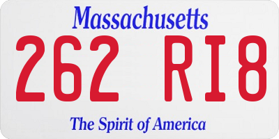 MA license plate 262RI8