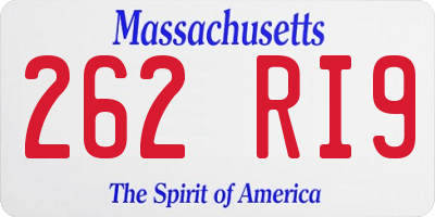 MA license plate 262RI9