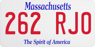 MA license plate 262RJ0