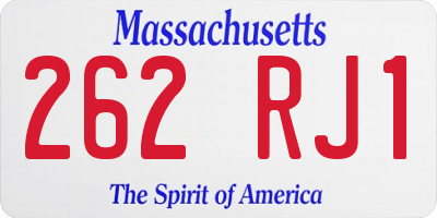 MA license plate 262RJ1