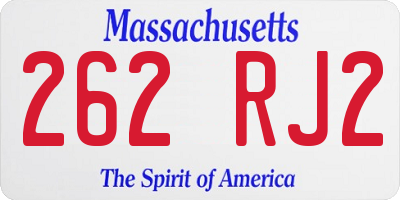MA license plate 262RJ2
