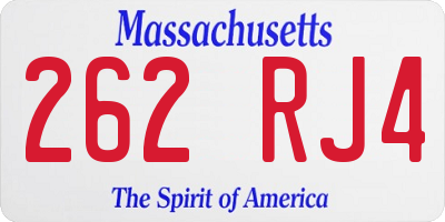 MA license plate 262RJ4