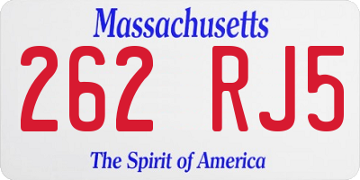 MA license plate 262RJ5