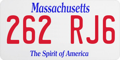 MA license plate 262RJ6
