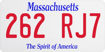 MA license plate 262RJ7