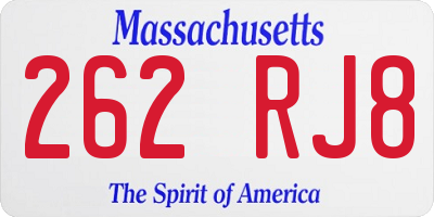 MA license plate 262RJ8