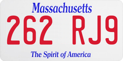 MA license plate 262RJ9
