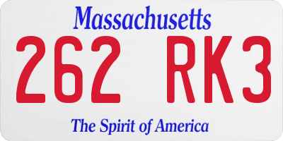 MA license plate 262RK3