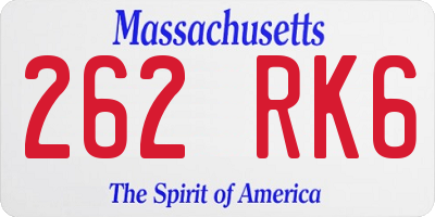 MA license plate 262RK6