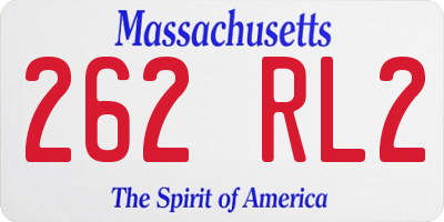 MA license plate 262RL2