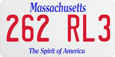 MA license plate 262RL3