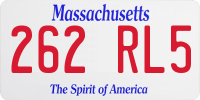 MA license plate 262RL5