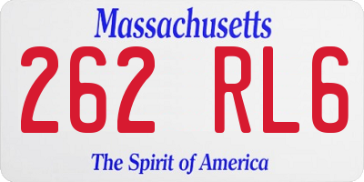 MA license plate 262RL6