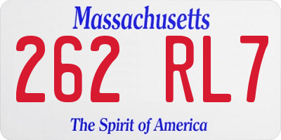 MA license plate 262RL7