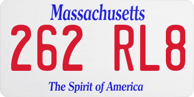 MA license plate 262RL8