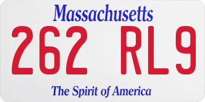 MA license plate 262RL9