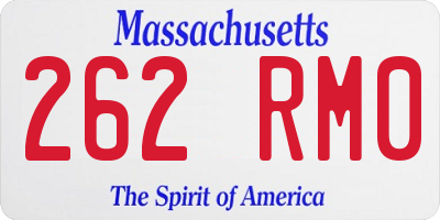 MA license plate 262RM0