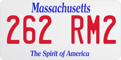 MA license plate 262RM2