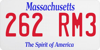 MA license plate 262RM3